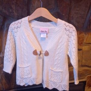Little Lass Beautiful Knit Cardigan Baby Sweater With Wooden Toggle